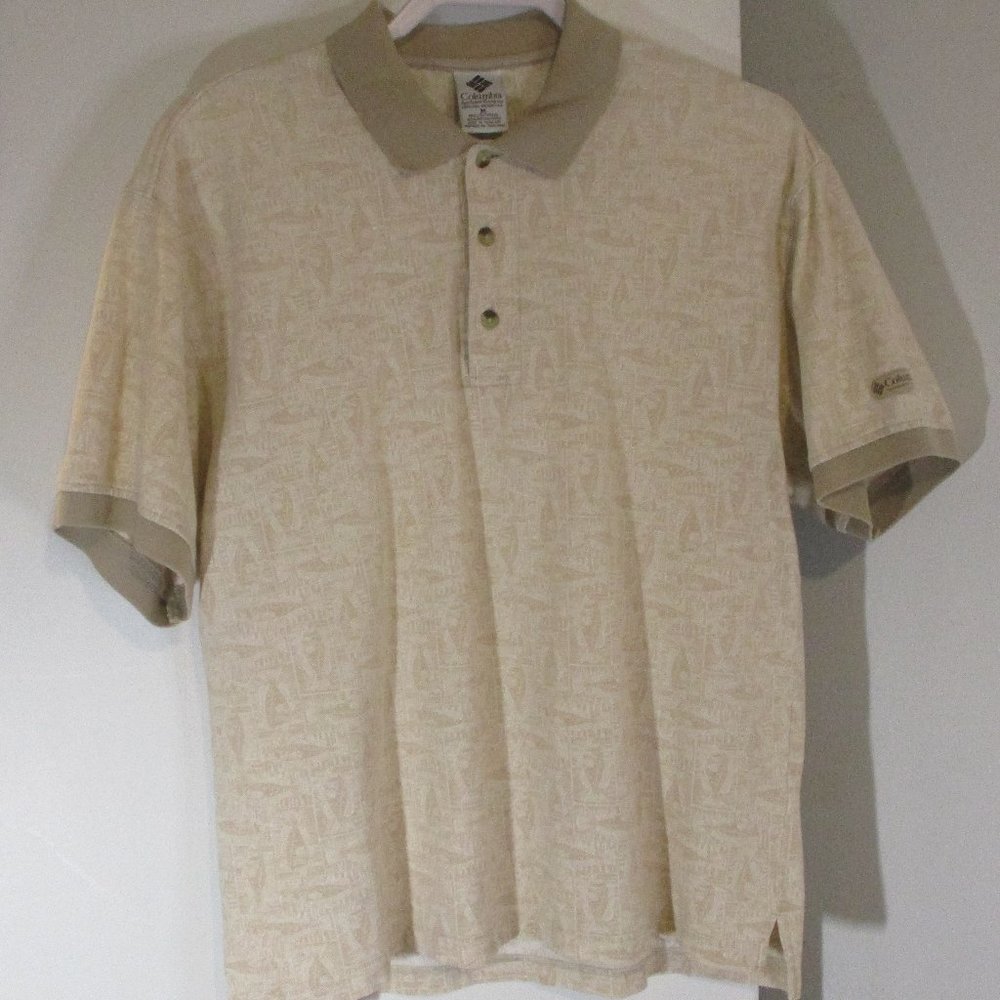 Columbia Men's S/S Polo Shirt Medium Fish Print